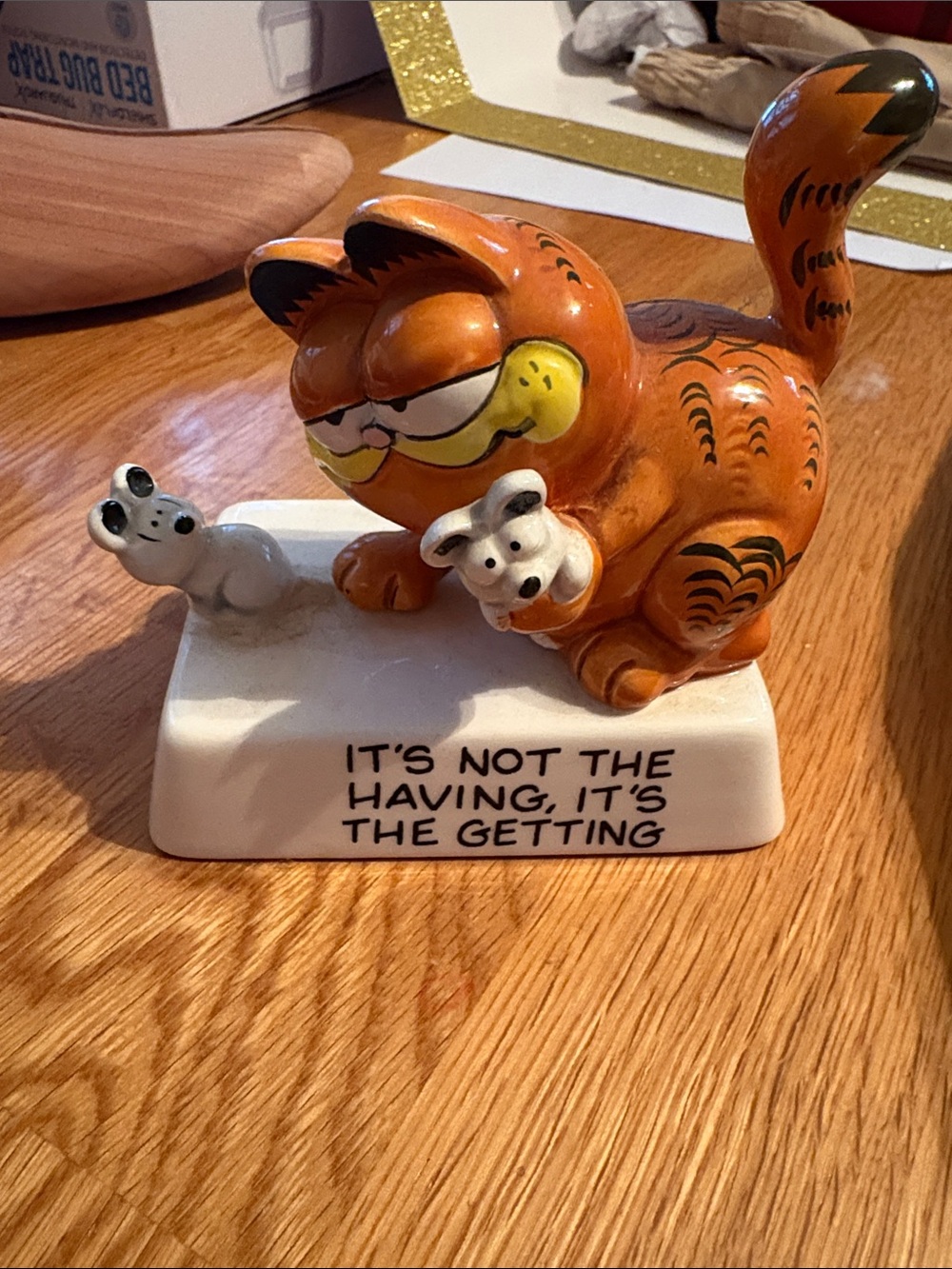 Vintage 80’s Garfield Ceramic Figurine with Quote - Orange